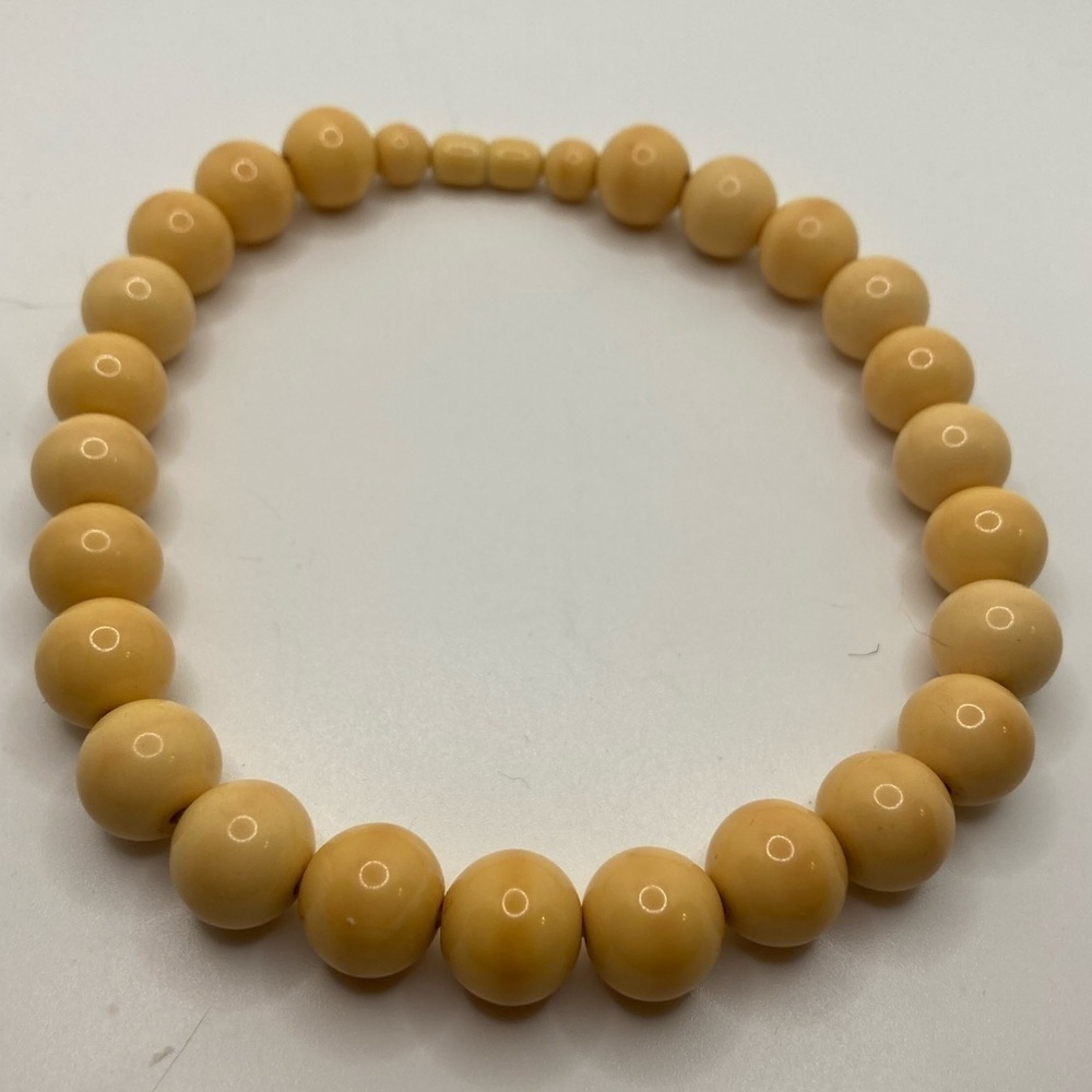 BAKELITE Vintage 1930s Egg Yolk Color Beaded Necklace Rockabilly Atomic Jewelry